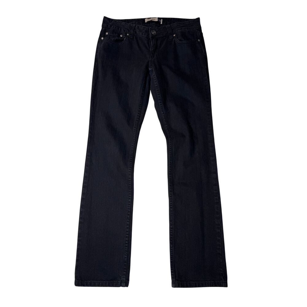 Anchor Blue Black Low Rise Slim Jeans Size 5S Y2K Denim